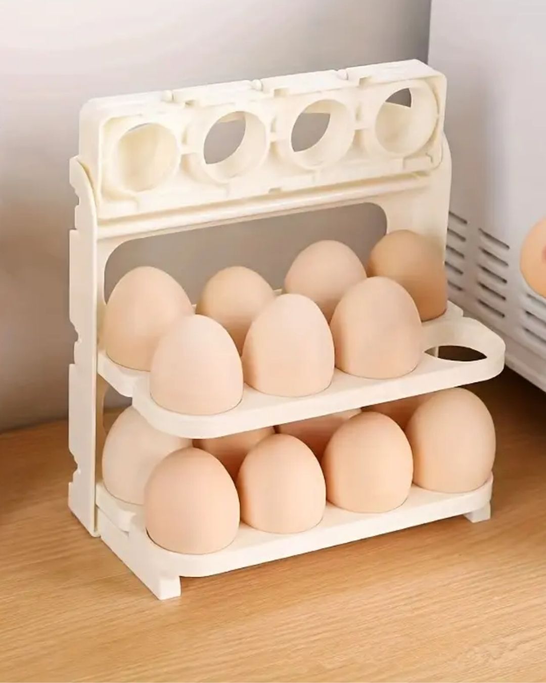 ORGANIZADOR HUEVO PLEGABLE 3 NIVELES/ 24 HUEVOS + 1 MOLDE SILICONA
