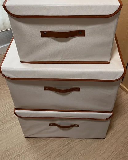 ORGANIZADOR CAJA CON TAPA CREMA GRANDE
