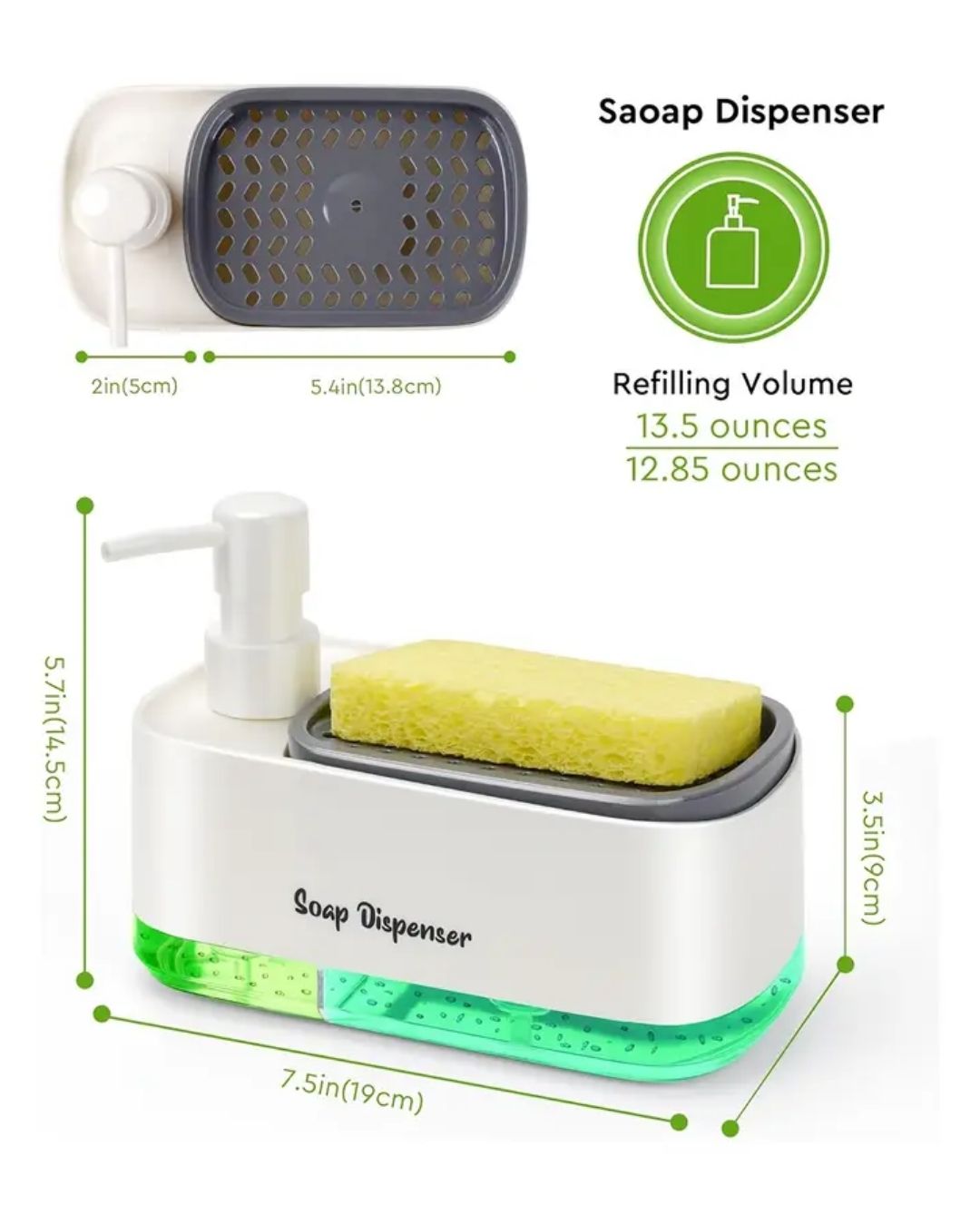 DISPENSADOR DE JABON 2 EN 1