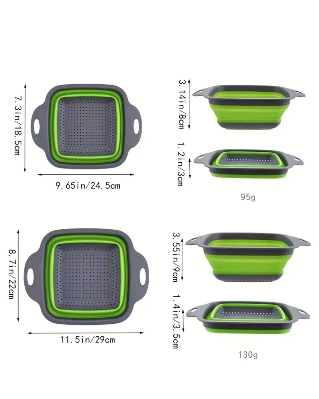 SET COLADOR PLEGABLE DE SILICONA PARA COCINA