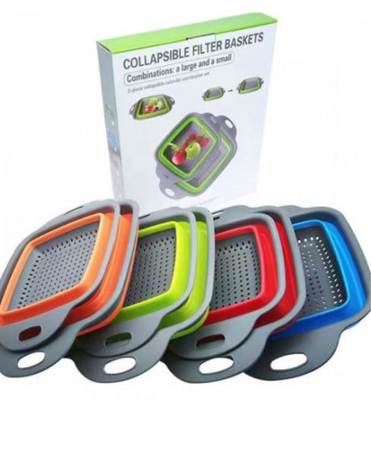 SET COLADOR PLEGABLE DE SILICONA PARA COCINA