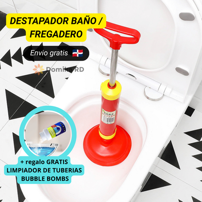 Destapadora tipo Bomba + ¡Limpia Tuberías Bubble Bombs